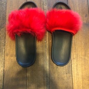 Ugg furry slides